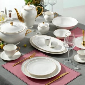 طقم سفره – 60 قطعة - حافة ذهبية