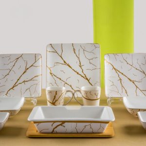 طقم عشاء بورسيلين مربع 32 قطعة