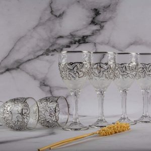 طقم كاسات 6 قطعه نوكليت فضي