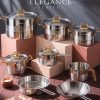 طقم حلل ستانلس ستيل 13 قطعة – Elegance Vivaldi – يد ذهبى
